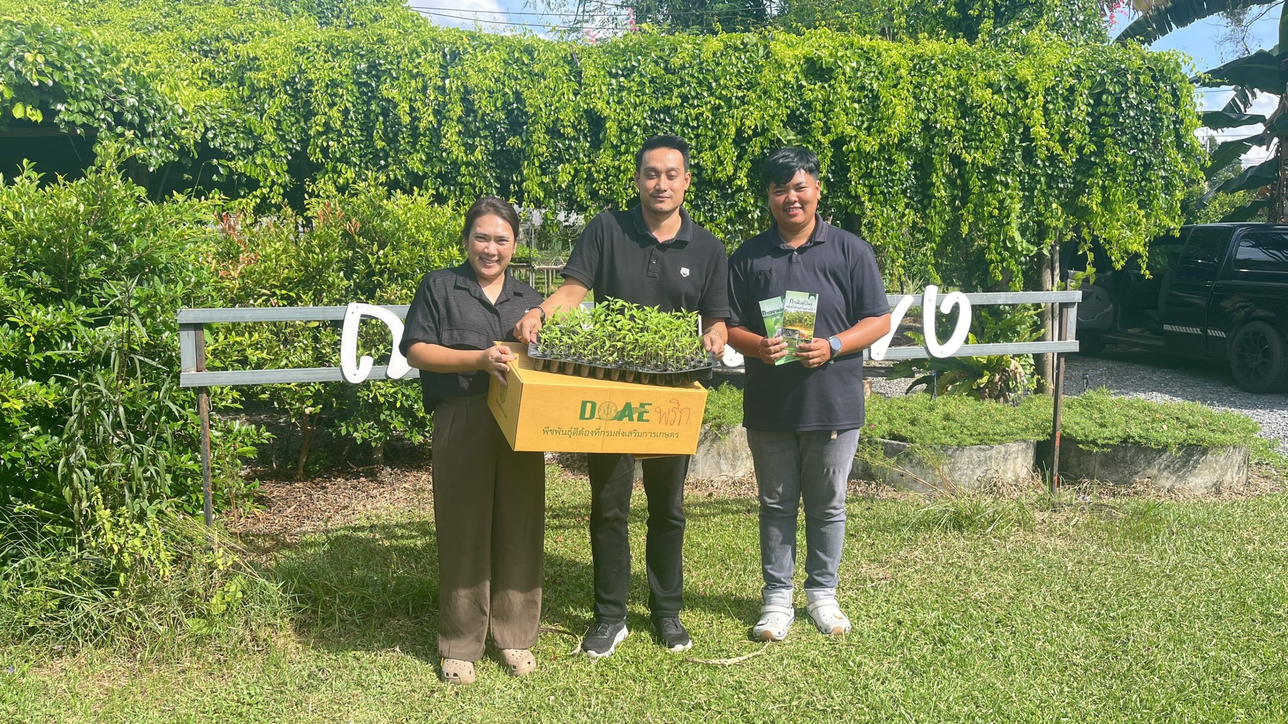 สนับสนุนพืชพันธุ์ดี ก่เจ้าหน้าที่สำนักงานเกษตรอำเภอเวียงสระ เพื่อใช้ในการออกหน่วยบริการประชาชนเคลื่อนที่ กิจกรรมโครงการจังหวัดเคลื่อนที่