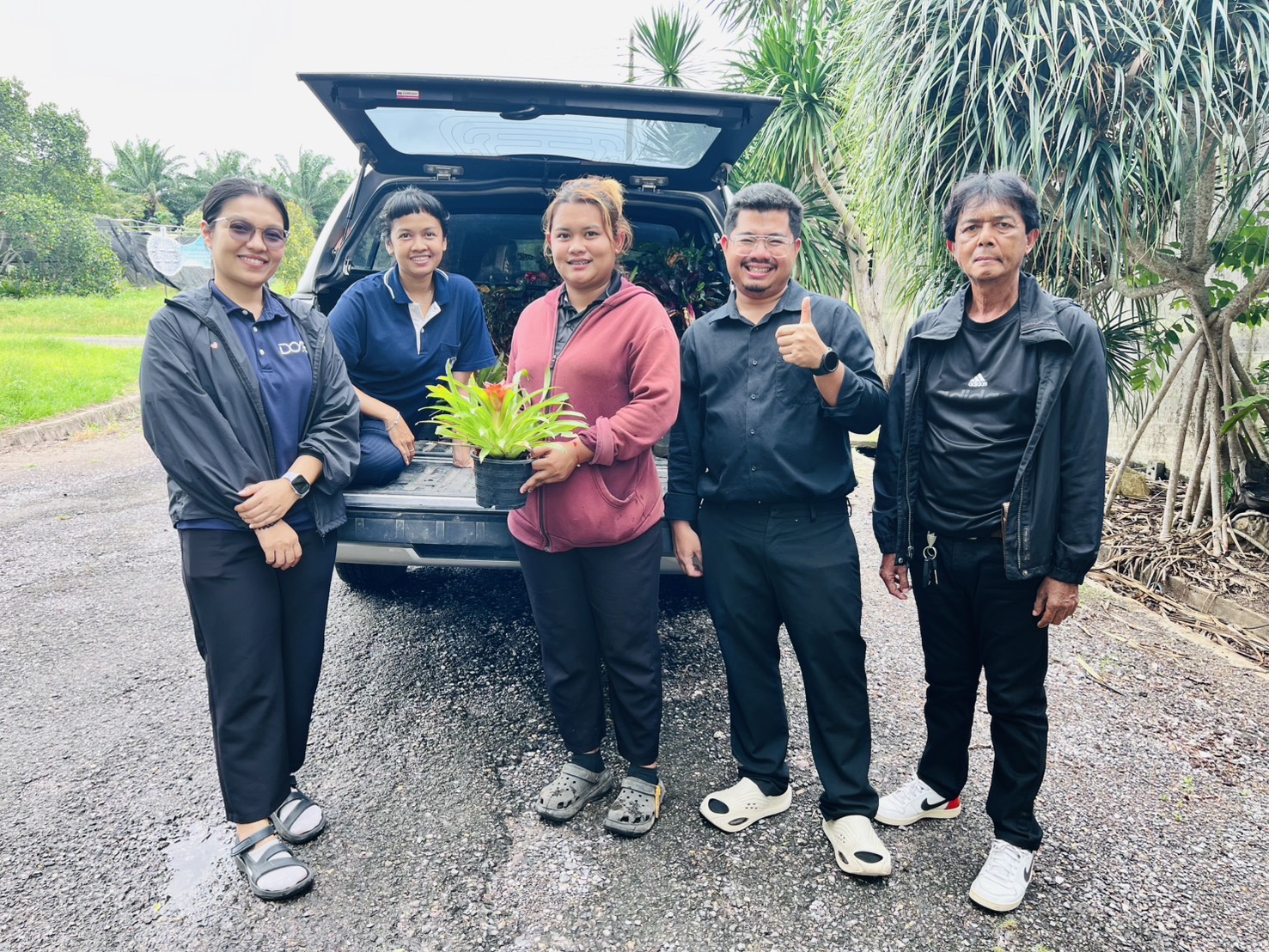 บริการยืมไม้กระถางแก่สำนักงานเกษตรอำเภอพิปูน จังหวัดนครศรีธรรมราช ในกิจกรรมประกวดทุเรียนพันธุ์หมอนทองในงานทุเรียนต้นน้ำตาปี